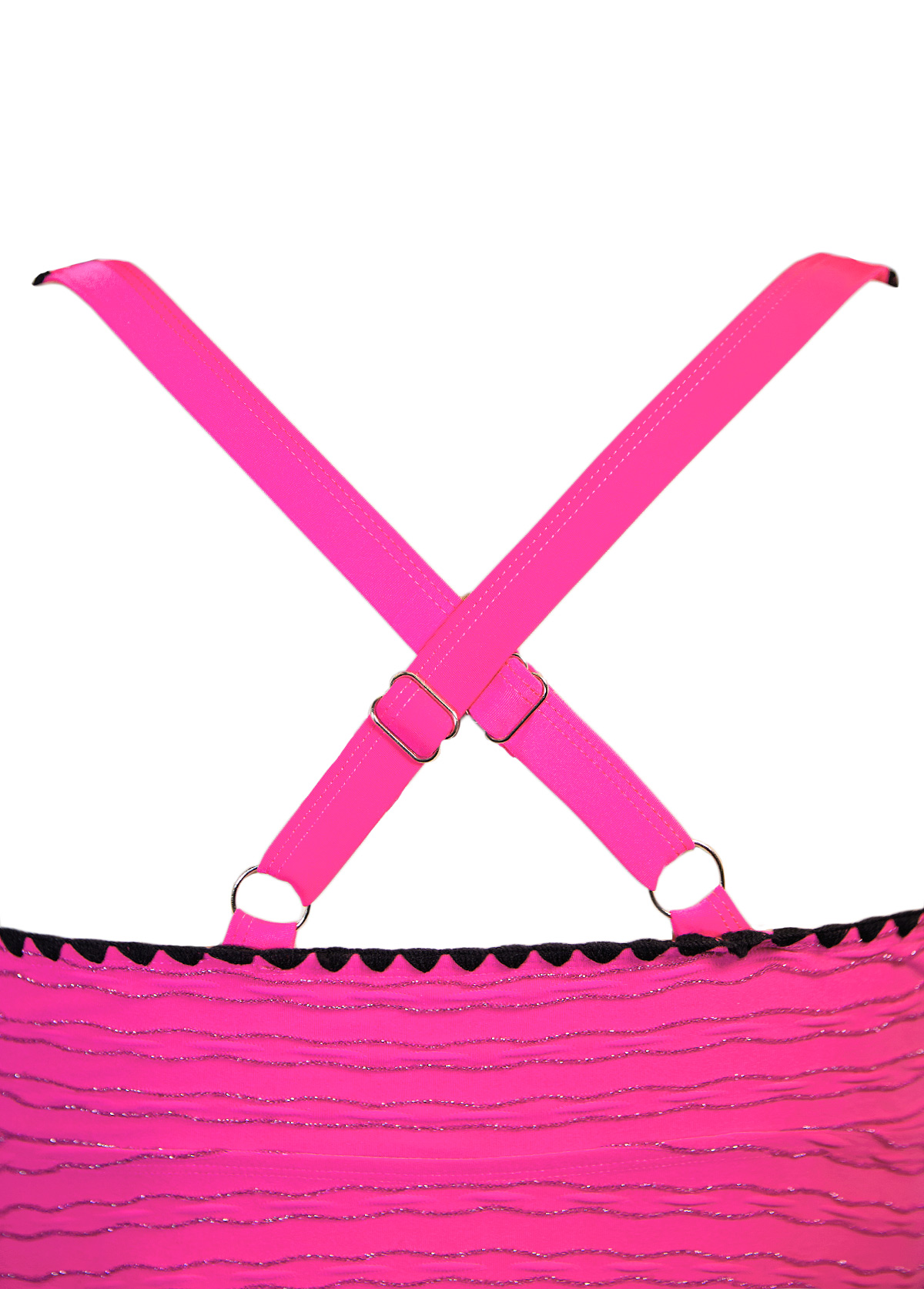 Jacquard Mid Waisted Hot Pink Tankini Set | picture 