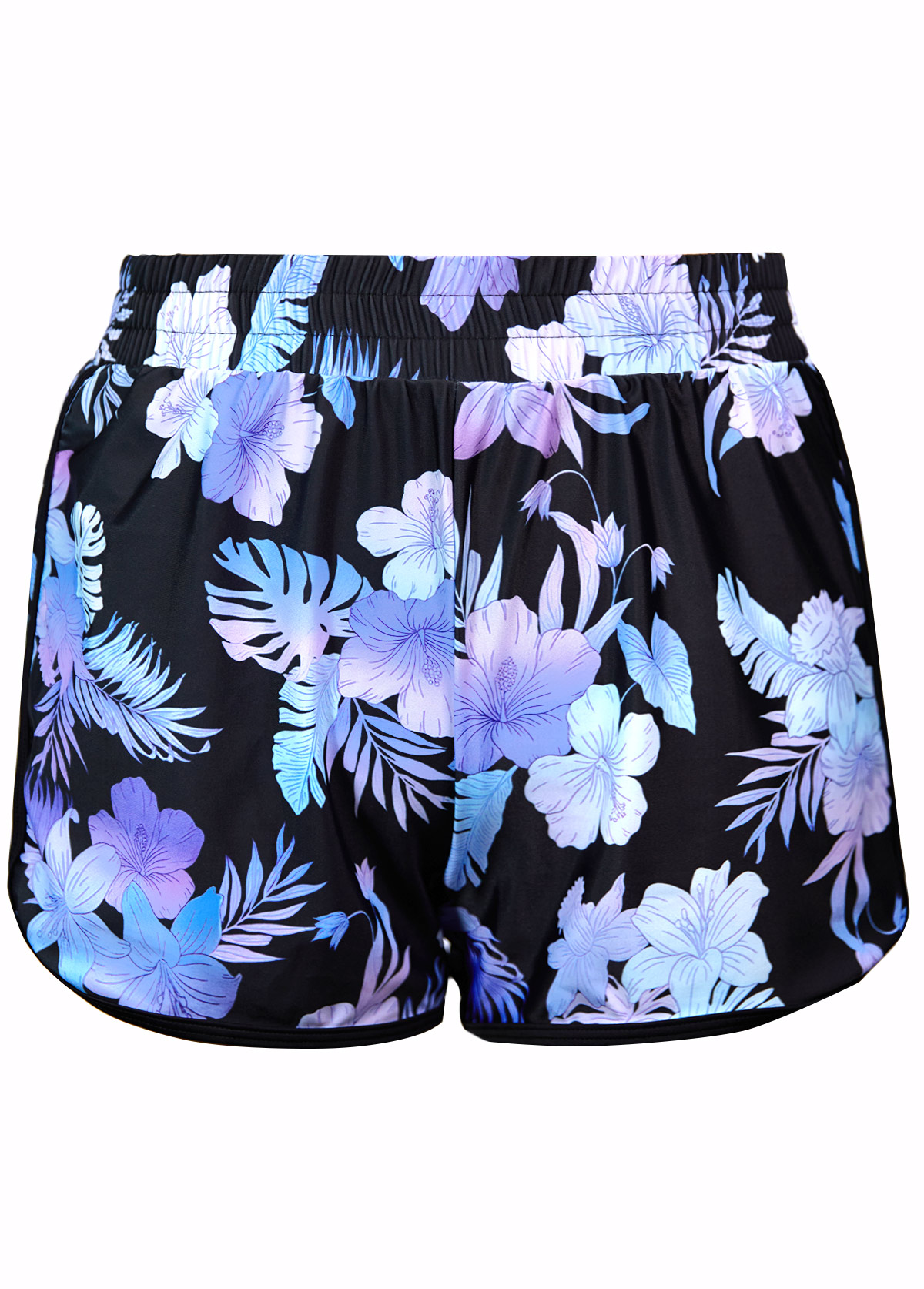 Contrast Binding Mid Waisted Floral Print Black Tankini Set | picture 