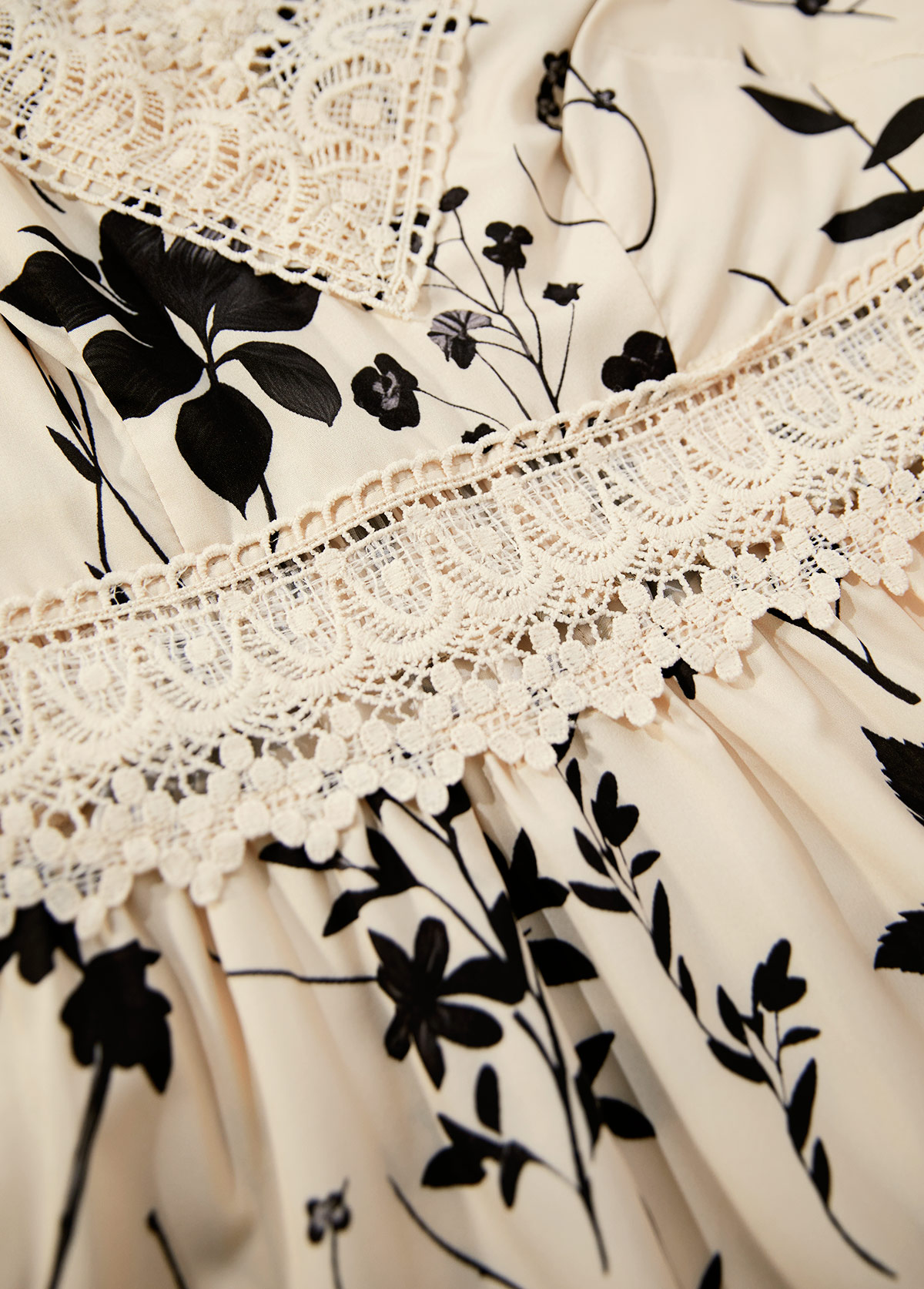 Beige Embroidery Floral Print Sleeveless V Neck Dress | picture 