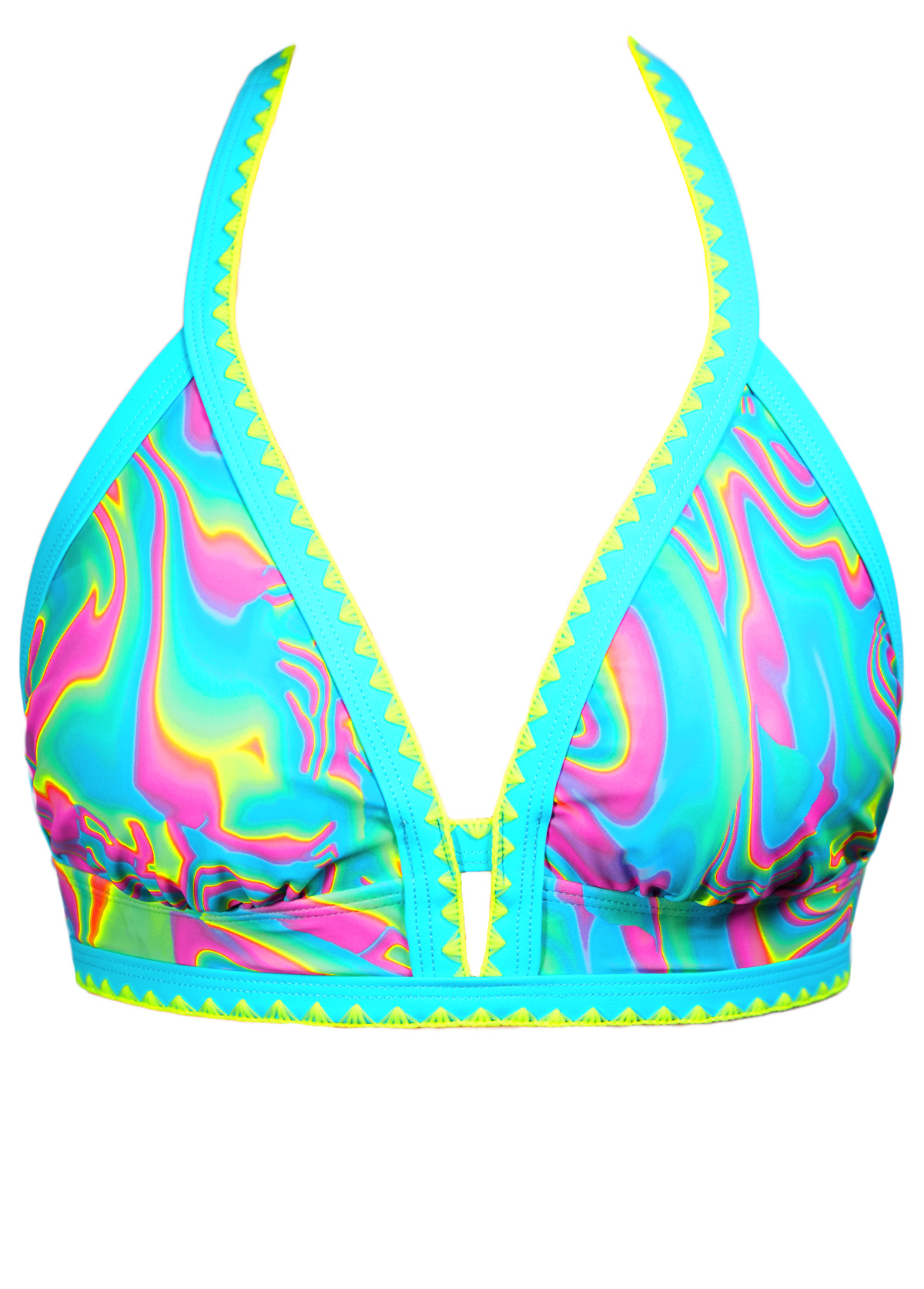 Two Piece Mid Waisted Ombre Multi Color Bikini Set | picture 