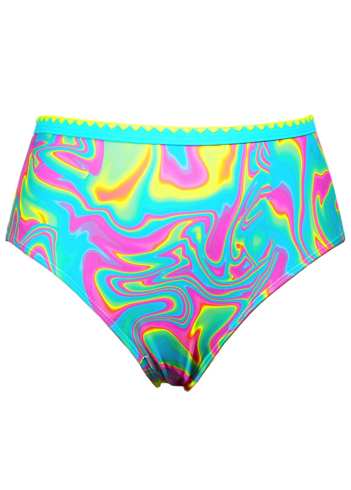 Two Piece Mid Waisted Ombre Multi Color Bikini Set | picture 