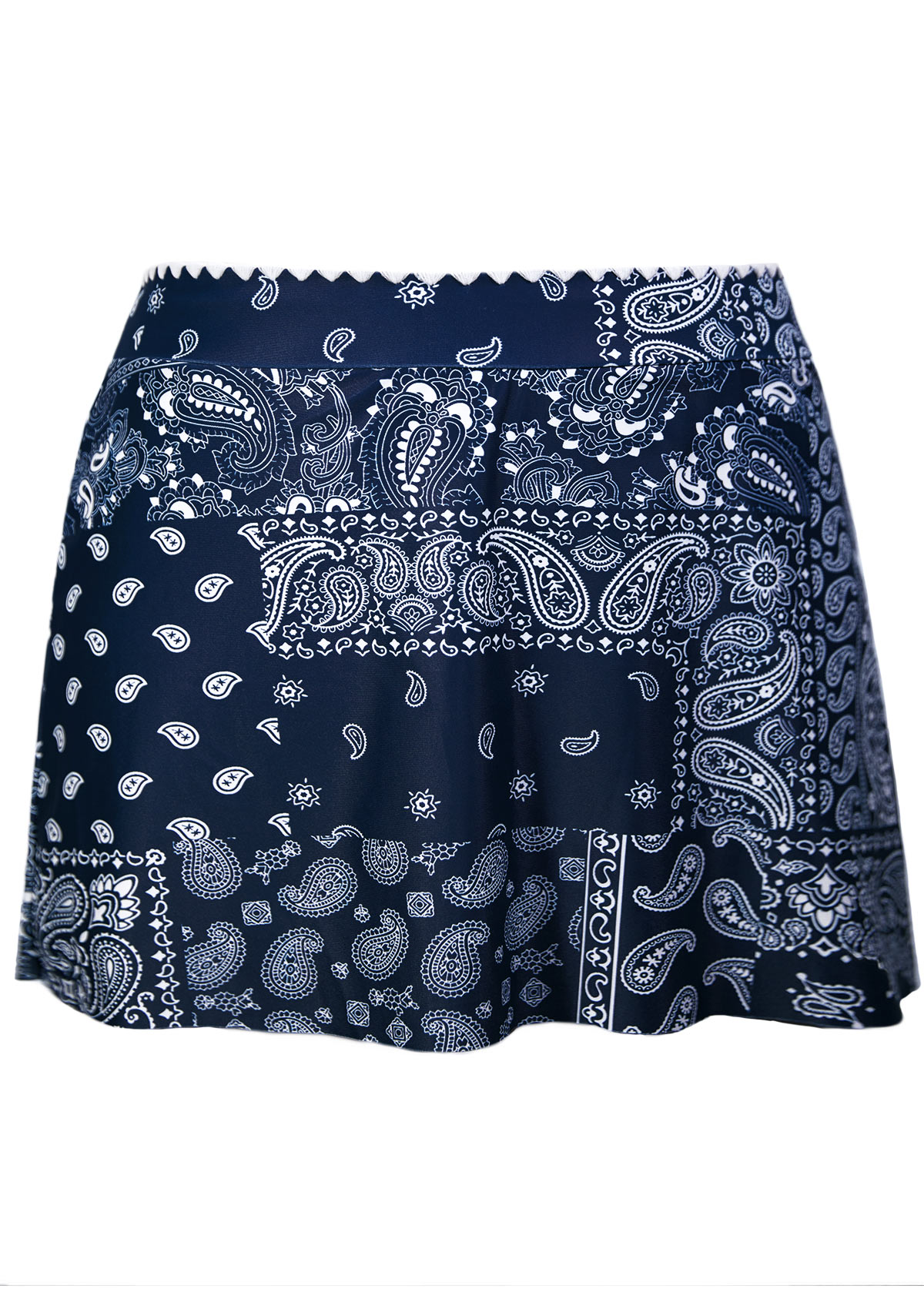 Contrast Binding Mid Waisted Paisley Print Navy Tankini Set | picture 