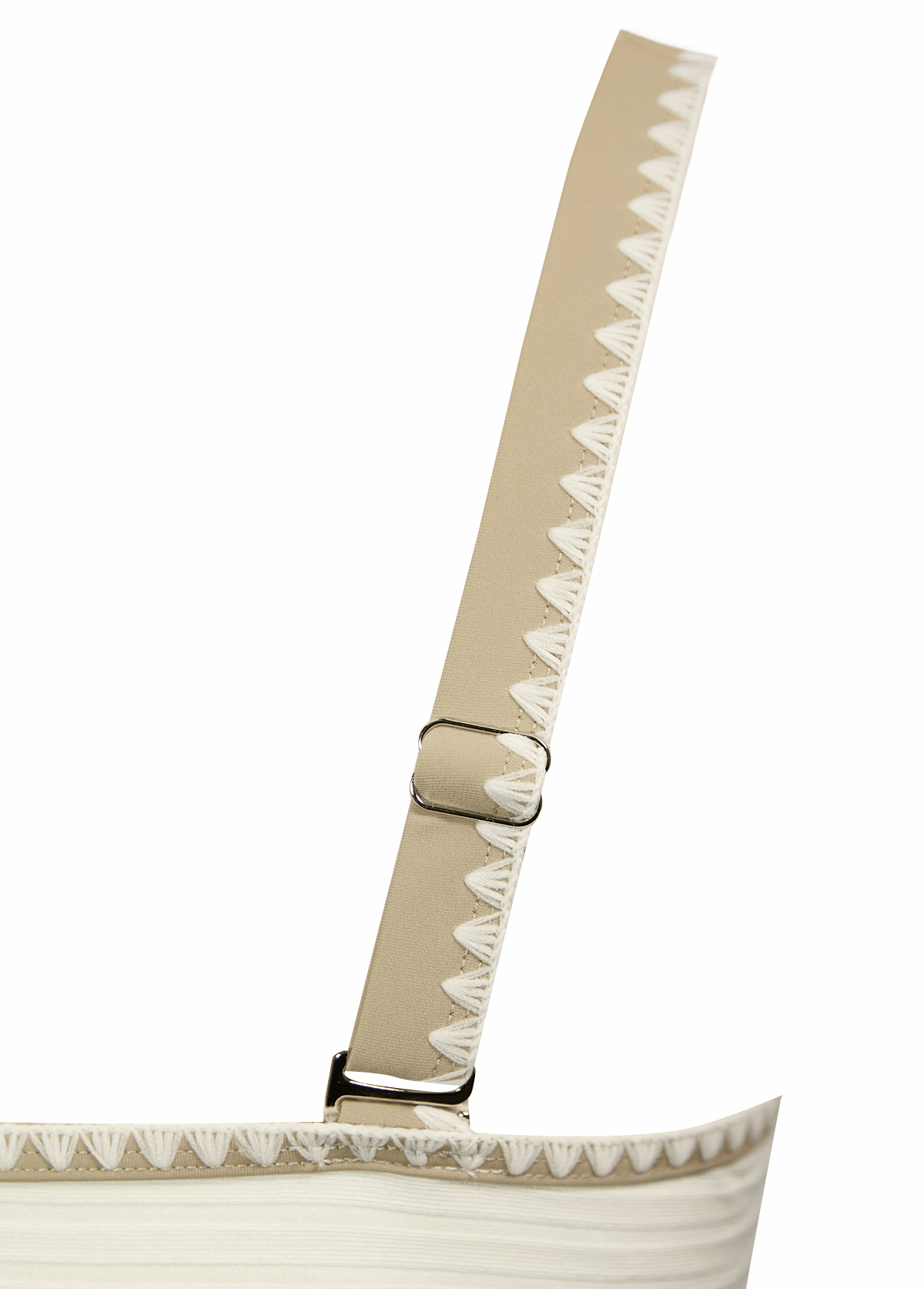 Ruched Mid Waisted Tropical Plants Print Beige Tankini Set | picture 