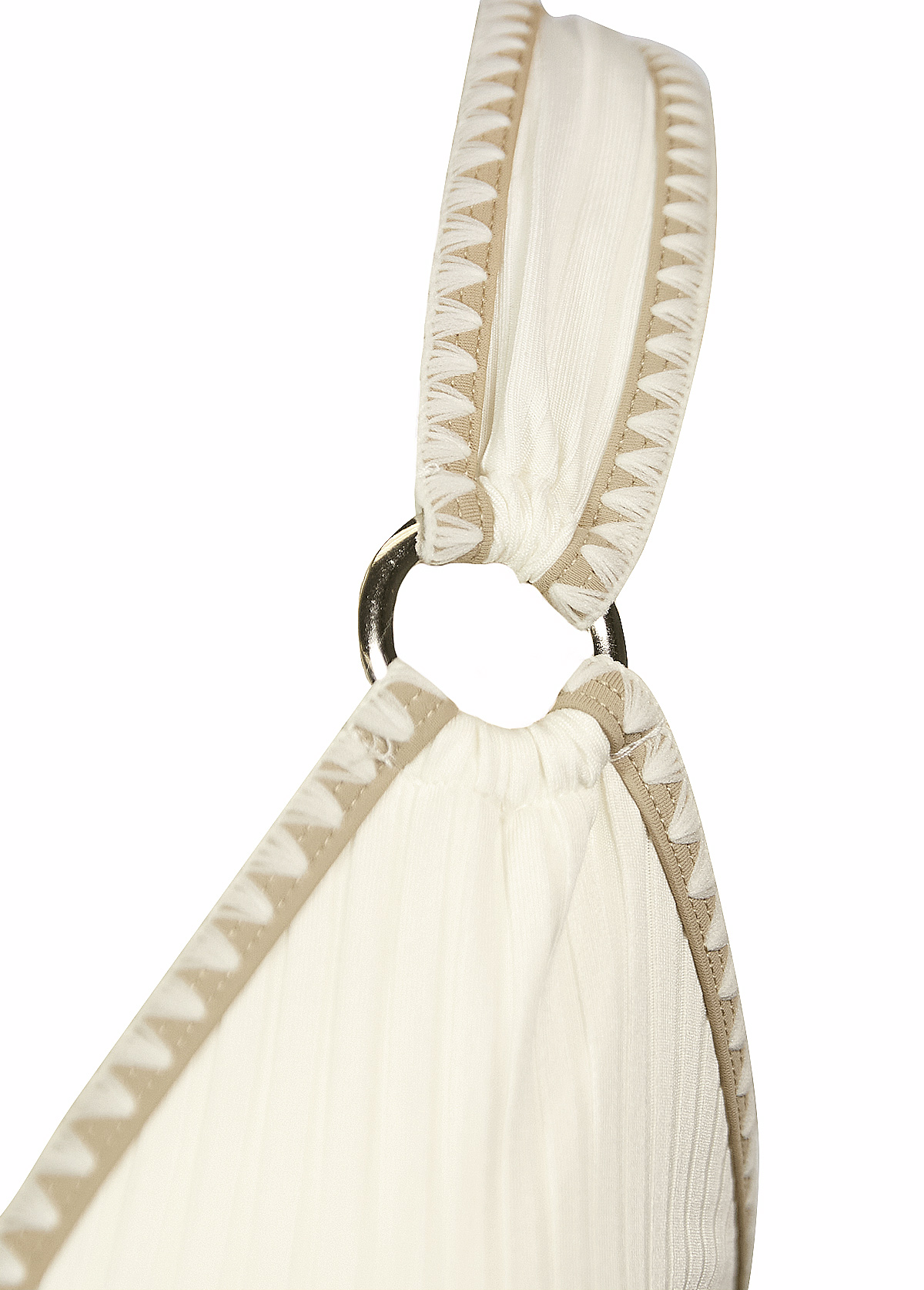 Ruched Mid Waisted Tropical Plants Print Beige Tankini Set | picture 