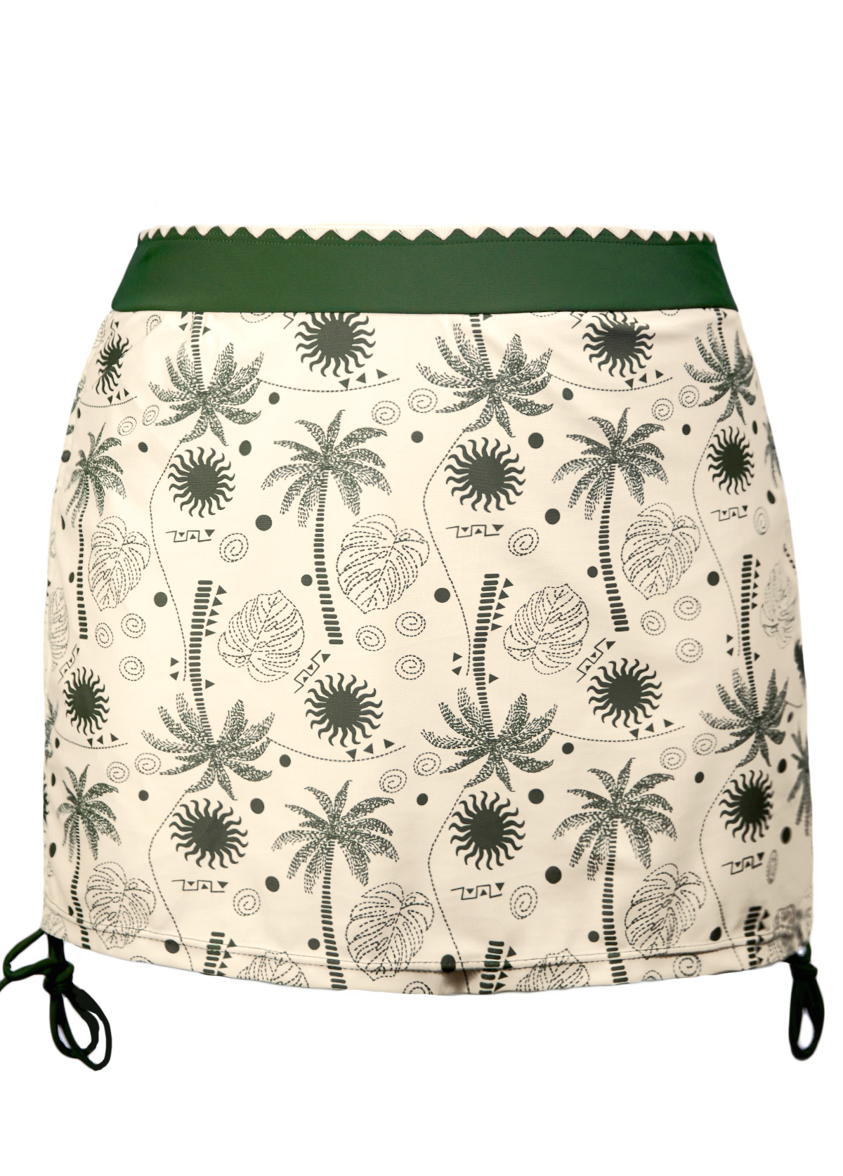 Mid Waisted Tropical Plants Print Beige Tankini Set | picture 