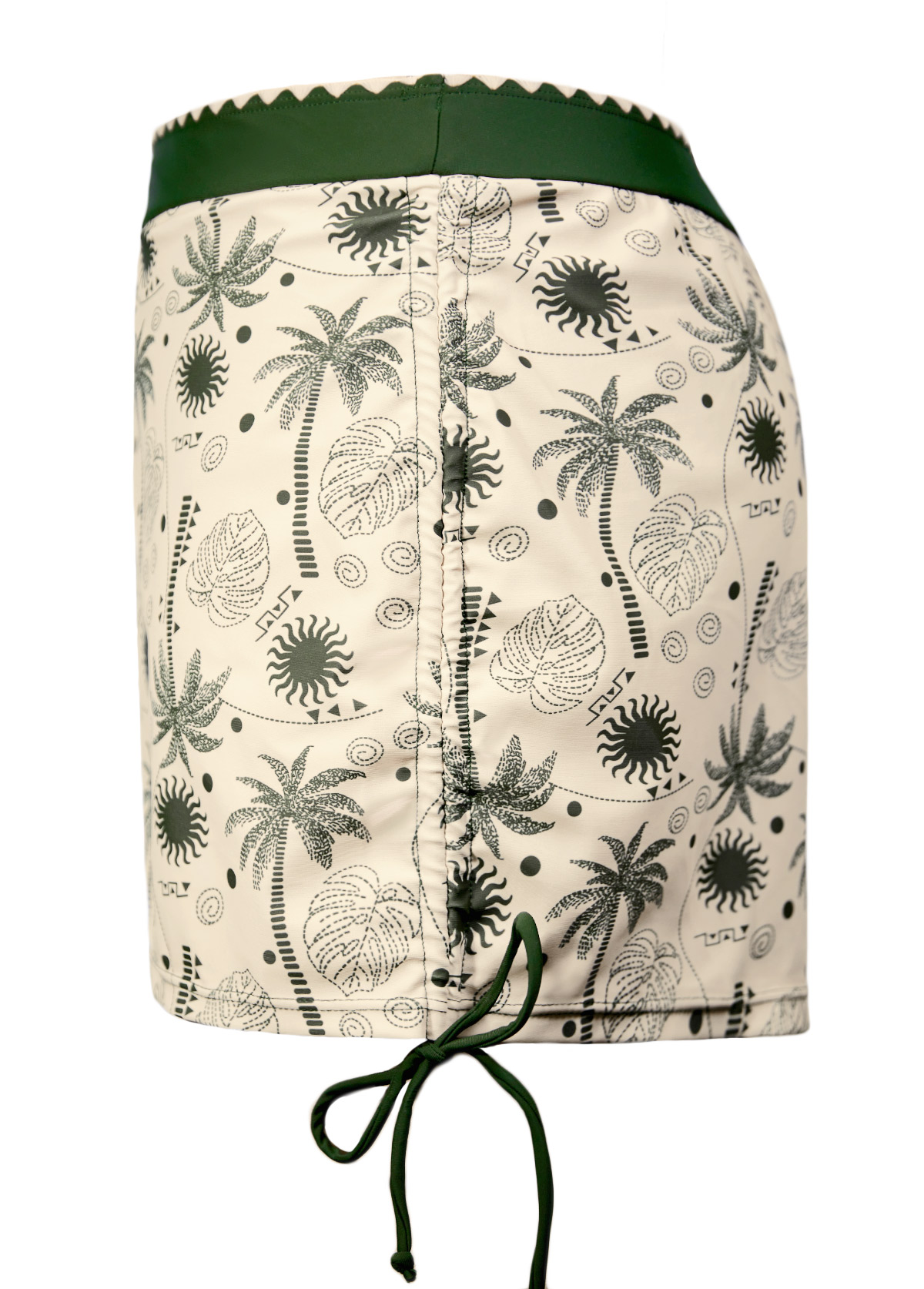 Mid Waisted Tropical Plants Print Beige Tankini Set | picture 