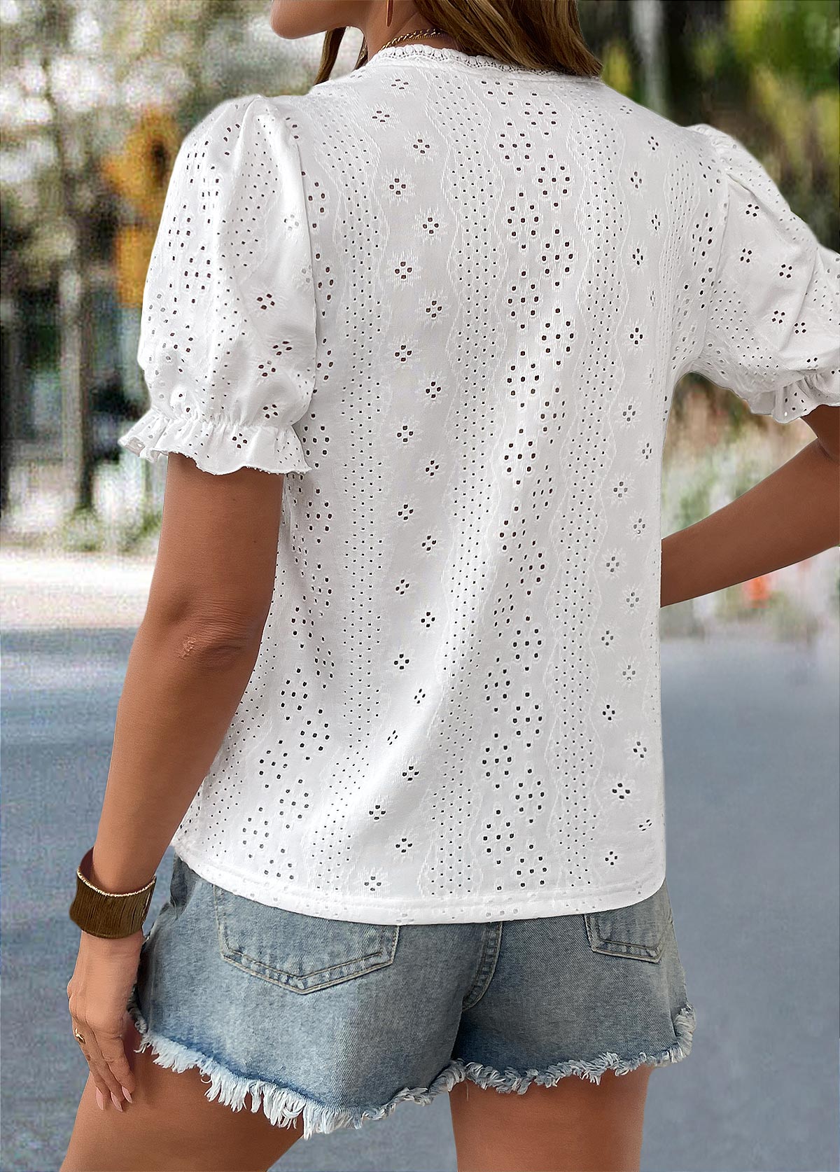 White Tummy Coverage Short Sleeve V Neck T Shirt | picture 