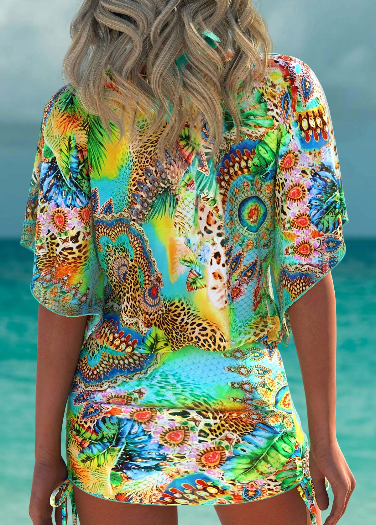 Tropical Plants Print Green Cover Up | picture 