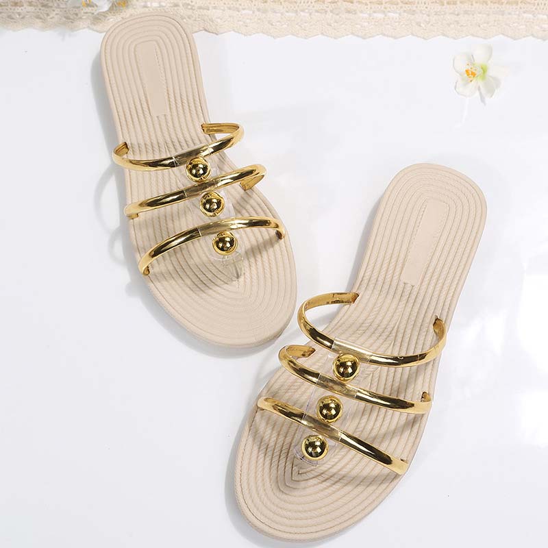 Golden Toe Post Falt Flip Flops Slippers | picture 