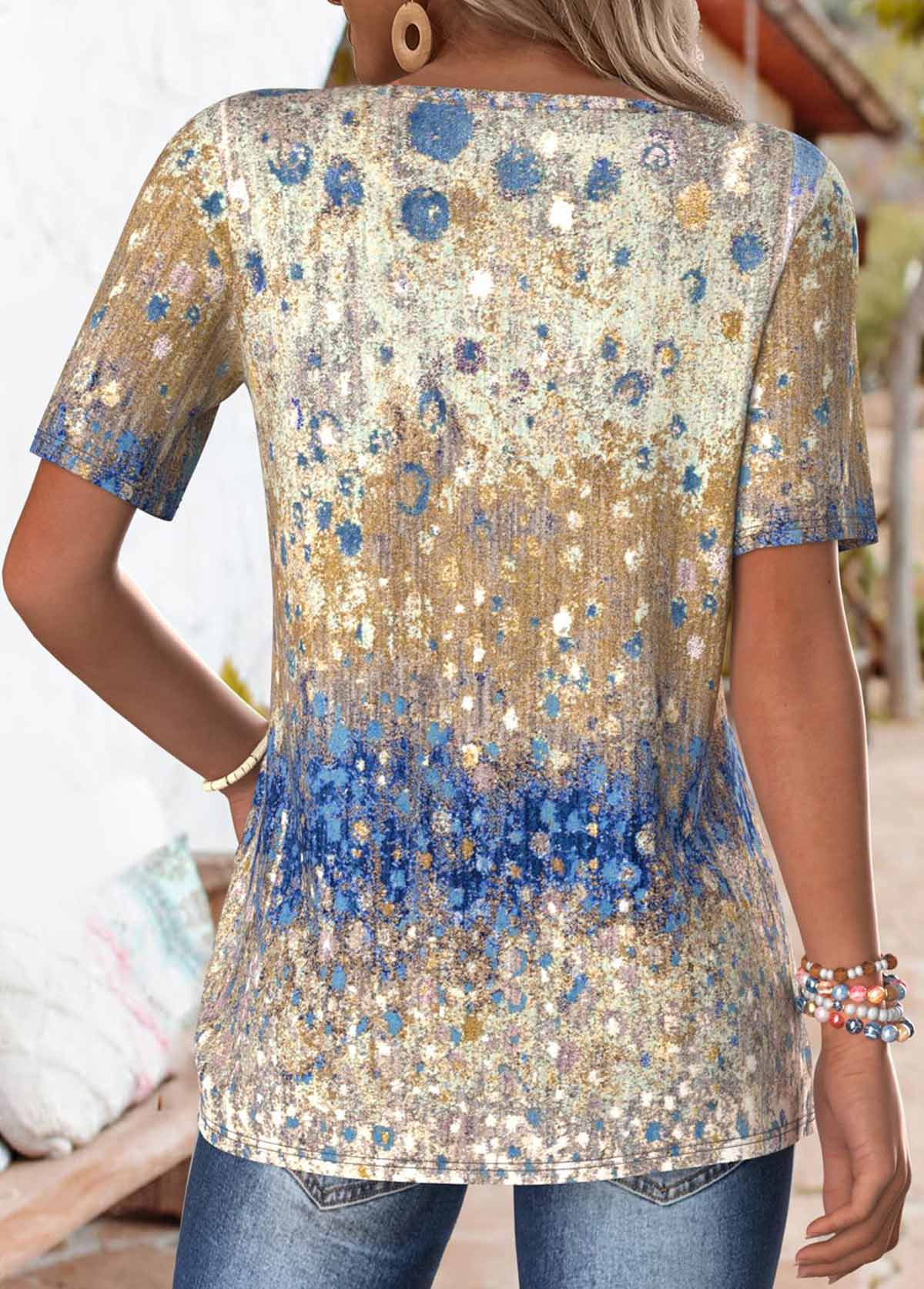 Plus Size Multi Color Tuck Stitch Ombre T Shirt | picture 