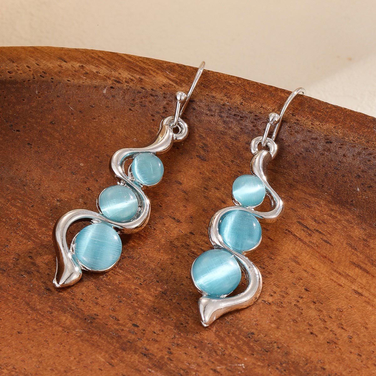 Light Blue Geometric Design Alloy Earrings | picture 