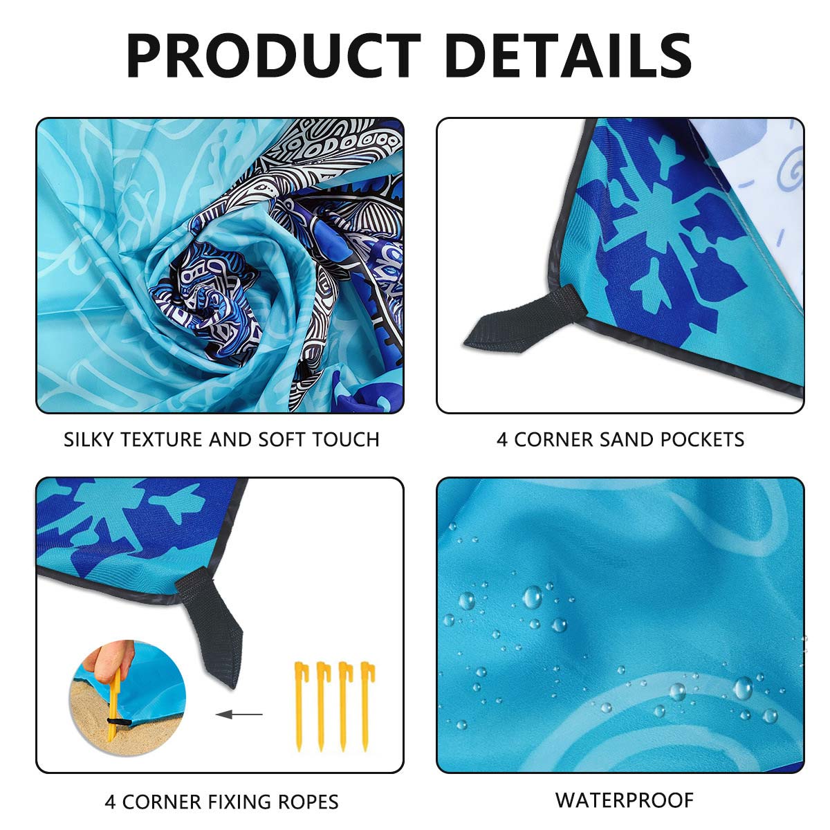Blue Marine Life Print Beach Blanket | picture 