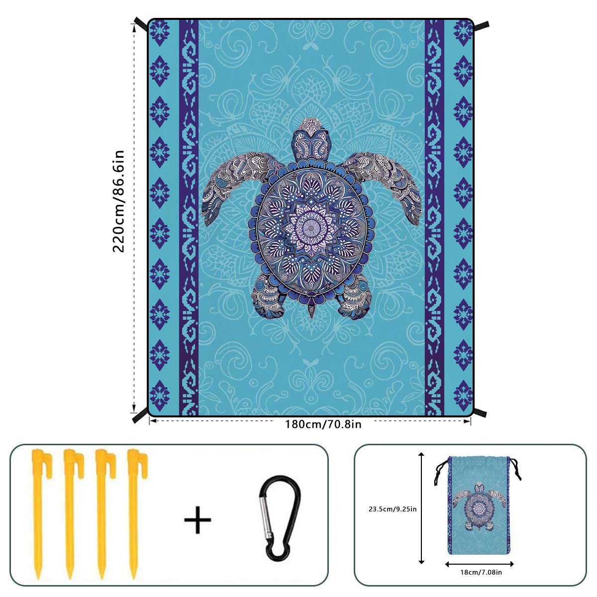 Blue Marine Life Print Beach Blanket | picture 
