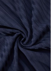 Navy Button Short Sleeve Split Neck Blouse | thumb picture 