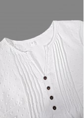 White Embroidery Short Sleeve Split Neck T Shirt | thumb picture 