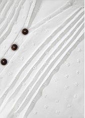 White Embroidery Short Sleeve Split Neck T Shirt | thumb picture 