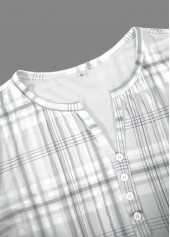 Grey Tuck Stitch Plaid Short Sleeve T Shirt | thumb picture 