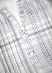 Grey Tuck Stitch Plaid Short Sleeve T Shirt | thumb picture 