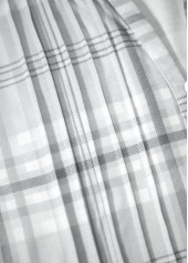 Grey Tuck Stitch Plaid Short Sleeve T Shirt | thumb picture 