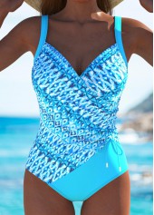 Surplice Tribal Print Cyan One Piece Swimwear | thumb picture 