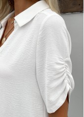 White Short Sleeve Shirt Collar Blouse | thumb picture 