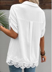 White Short Sleeve Shirt Collar Blouse | thumb picture 