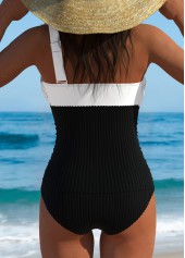 Contrast Binding Asymmetry Black Tankini Set | thumb picture 