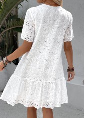 White A Line Short Sleeve Split Neck Dress | thumb picture 