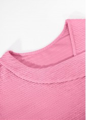 Pink Jacquard Short Sleeve Asymmetrical Neck T Shirt | thumb picture 