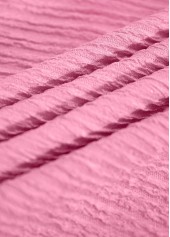 Pink Jacquard Short Sleeve Asymmetrical Neck T Shirt | thumb picture 