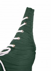 Lace Up Leaf Print Green Tankini Set | thumb picture 