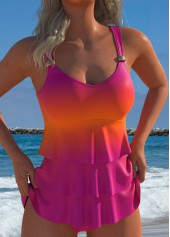 Layered High Waisted Ombre Pink Tankini Set