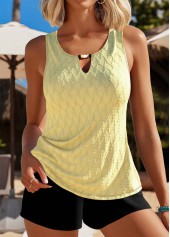 Cut Out Jacquard Light Yellow Tankini Set | thumb picture 