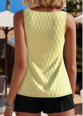 Cut Out Jacquard Light Yellow Tankini Set | thumb picture 