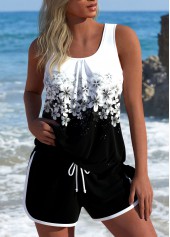 Tie Floral Print Black Tankini Set | thumb picture 