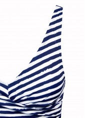 Criss Cross Striped Navy One Piece Swimwear | thumb picture 