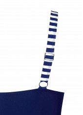Criss Cross Striped Navy One Piece Swimwear | thumb picture 