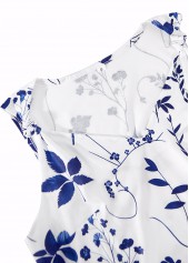 White Leaf Print Sleeveless V Neck Tank Top | thumb picture 