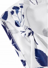 White Leaf Print Sleeveless V Neck Tank Top | thumb picture 