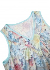 Light Blue Patchwork Floral Print Sleeveless Tank Top | thumb picture 