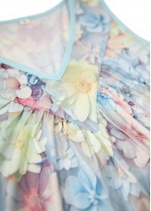 Light Blue Patchwork Floral Print Sleeveless Tank Top | thumb picture 