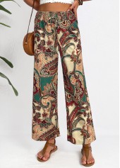 Light Camel Soft Tribal Print Wide Leg Pants | thumb picture 