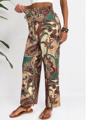 Light Camel Soft Tribal Print Wide Leg Pants | thumb picture 