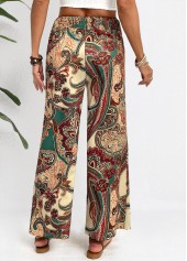 Light Camel Soft Tribal Print Wide Leg Pants | thumb picture 