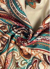 Light Camel Soft Tribal Print Wide Leg Pants | thumb picture 