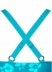 Criss Cross Mid Waisted Floral Print Cyan Tankini Set | thumb picture 