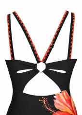Circular Ring Floral Print Orange One Piece Swimwear | thumb picture 