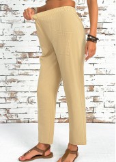 Light Camel Straight Leg Elastic Waist High Waisted Pants | thumb picture 