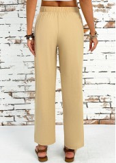 Light Camel Straight Leg Elastic Waist High Waisted Pants | thumb picture 