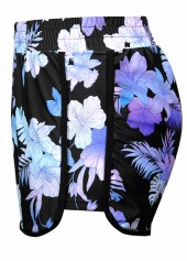 Contrast Binding Mid Waisted Floral Print Black Tankini Set | thumb picture 